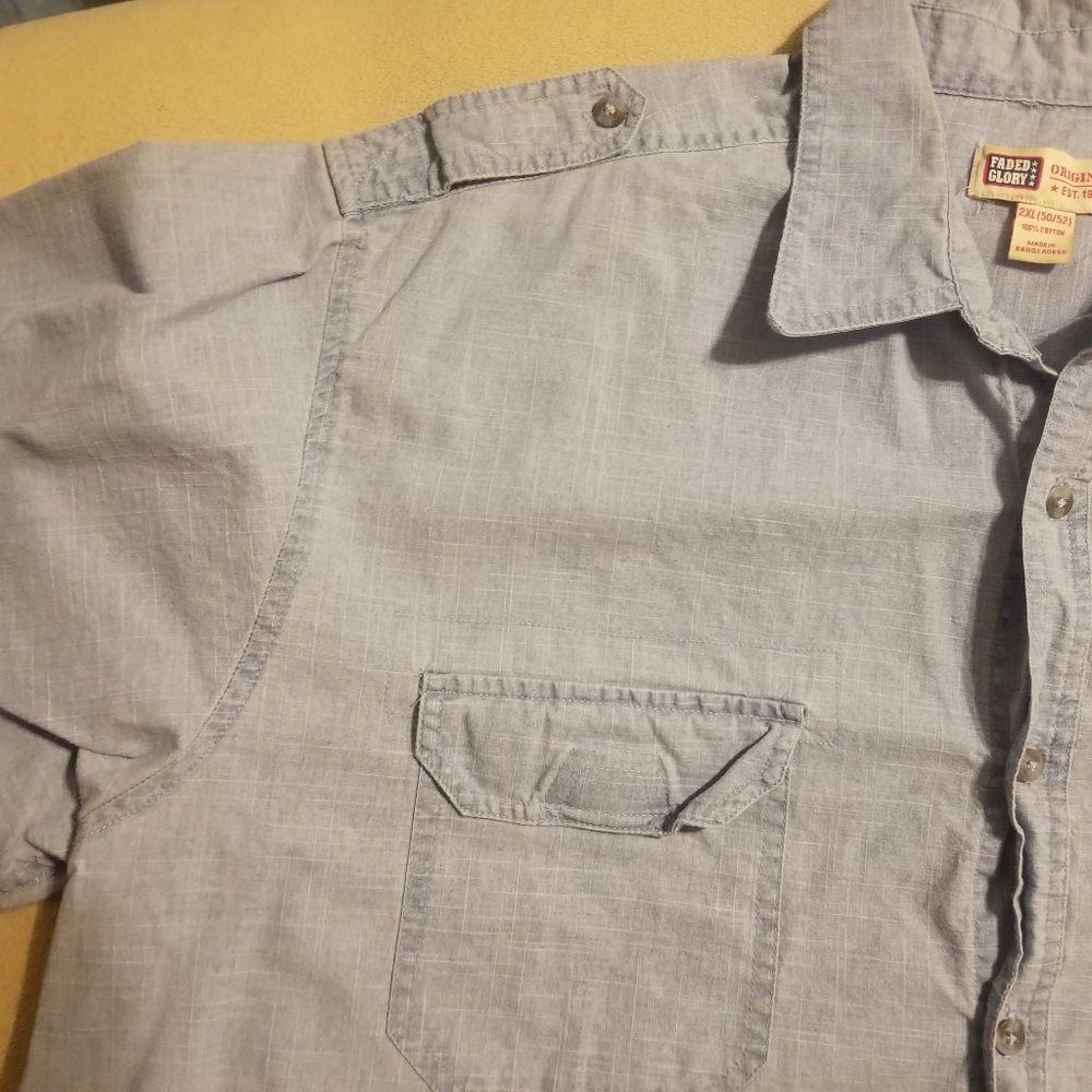light blue denim Faded Glory men's 2XL shirt - Picture 2 of 5